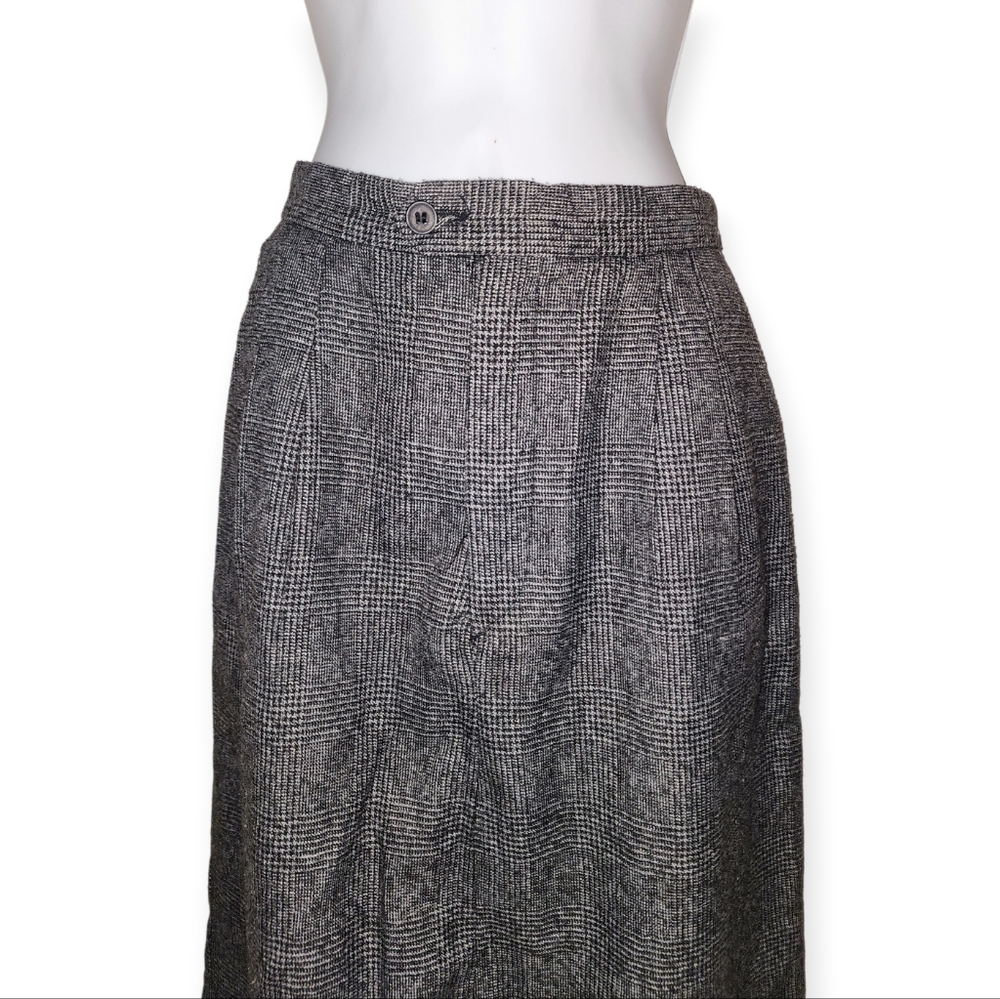 Lord Isaacs Black White Plaid Wool Blend Midi Pencil Skirt Size S - Picture 4 of 10